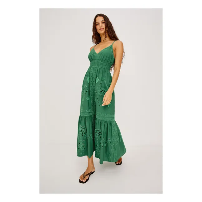 Robe Broderies Blair Popeline de Coton | Vert