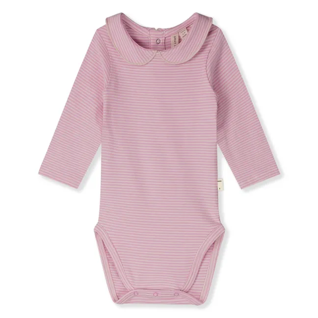 Body Col Claudine Rayé Coton Bio | Rose
