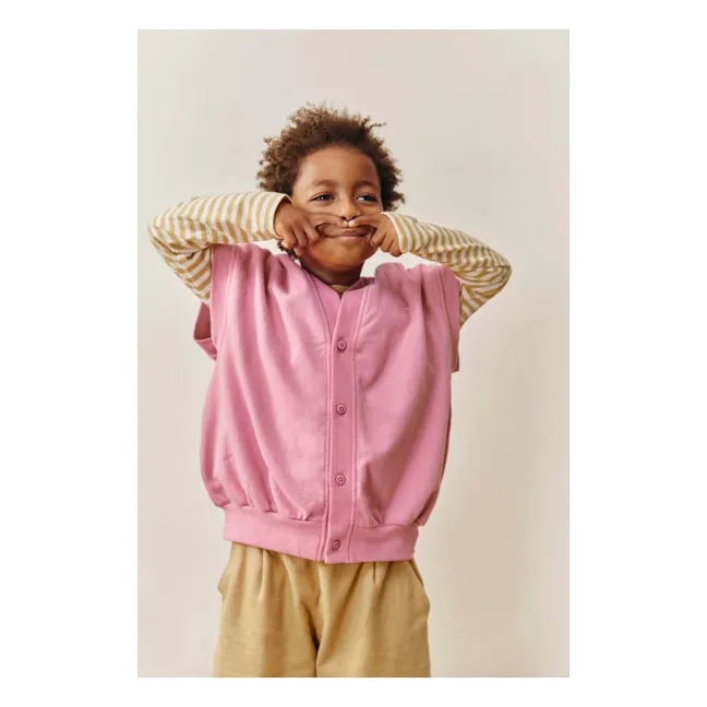 Spencer Organic Cotton Oversize Sleeveless Cardigan | Pink