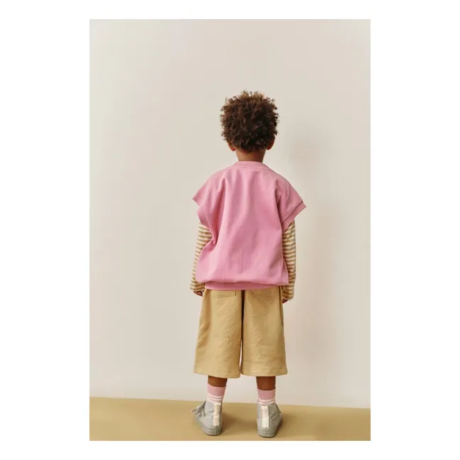 Spencer Organic Cotton Oversize Sleeveless Cardigan | Pink