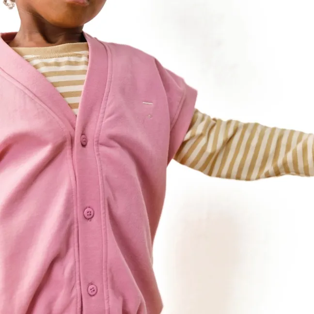 Cardigan Sans Manches Oversize Spencer Coton Bio | Rose