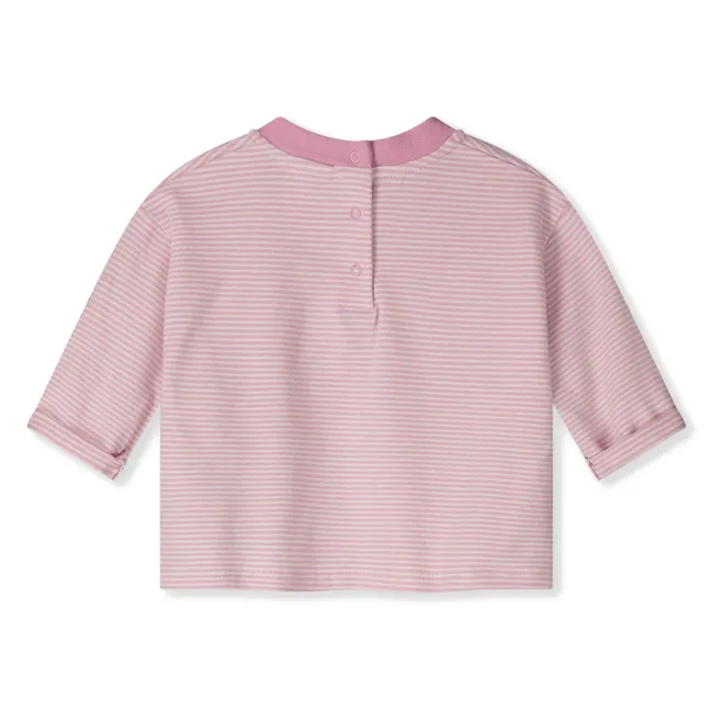 T-shirt Poche Rayé Coton Bio | Rose