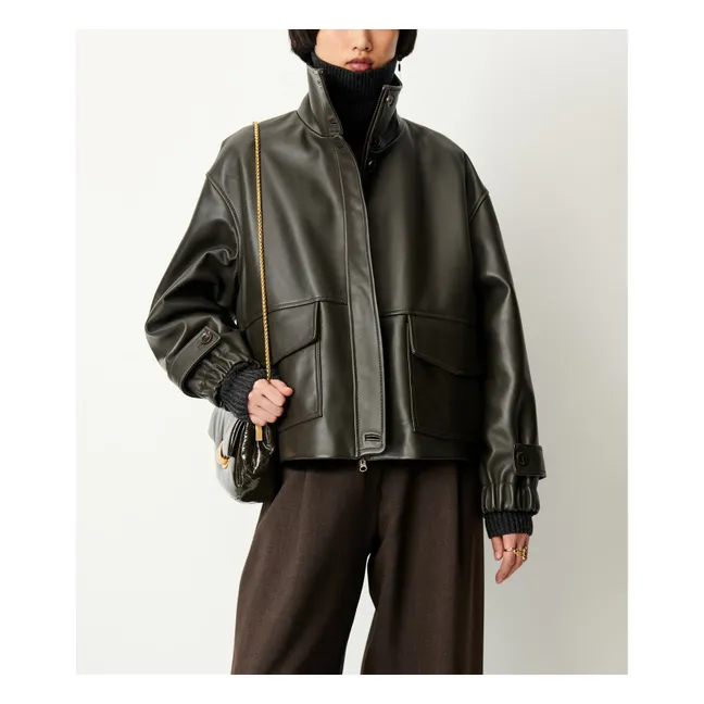 Veste Alvann Cuir | Kaki foncé