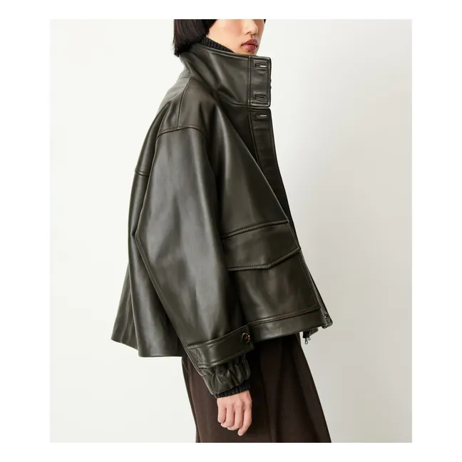 Veste Alvann Cuir | Kaki foncé