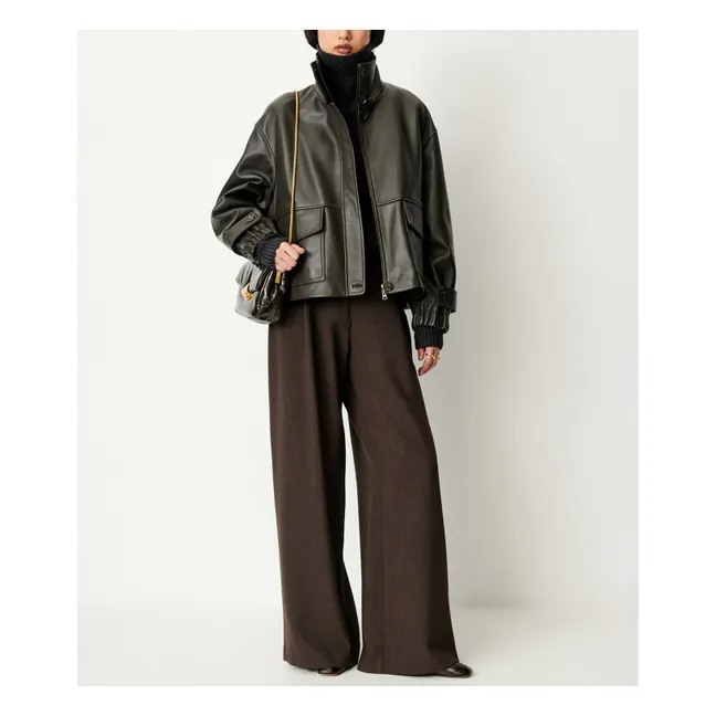 Veste Alvann Cuir | Kaki foncé