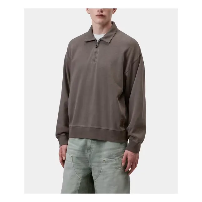 Pull Col Zippé Harper Coton | Taupe