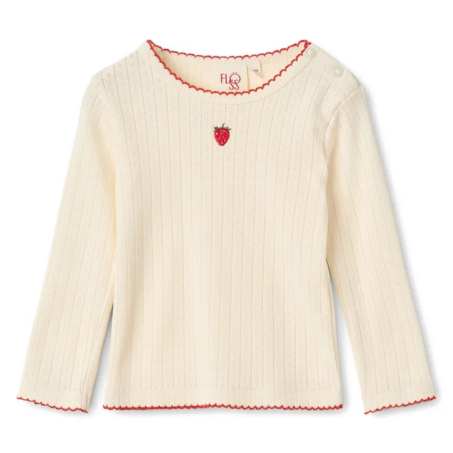 Flora Pointelle T-Shirt | Cream
