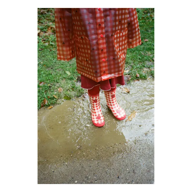 Misty Strawberries Rain Boots | Red