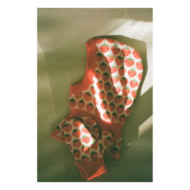 Strawberry-Print Hoodie | Red