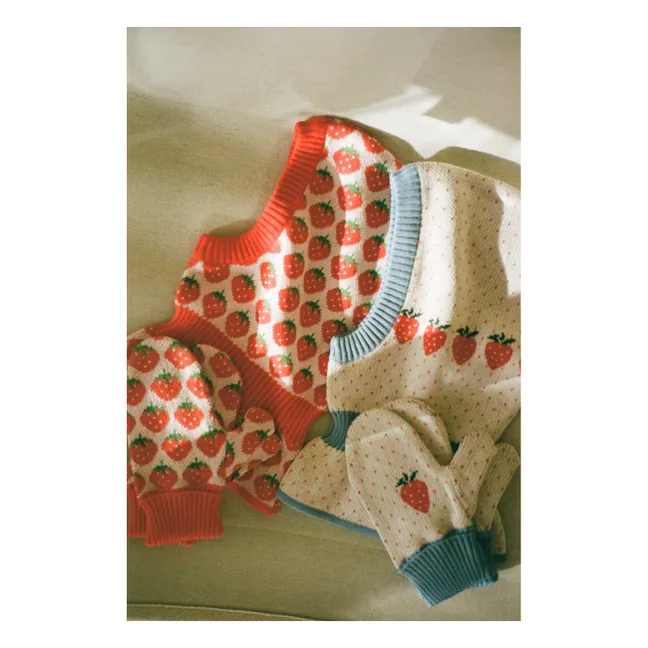 Strawberry-Print Hoodie | Red