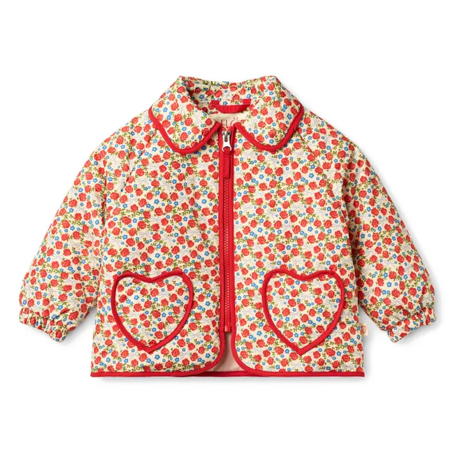 Veste Matelassée Fleurie | Rouge