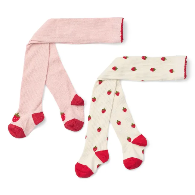 Set of 2 Pairs of Vera Strawberries Tights | Pink