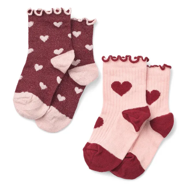 Set of 2 Pairs of Vigga Hearts Socks | Pink