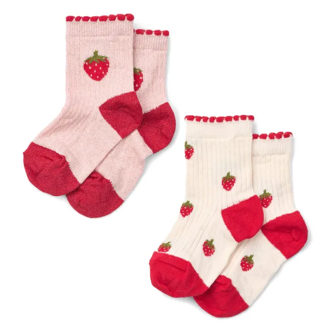 Set of 2 Pairs of Strawberry Vibe Socks | Red