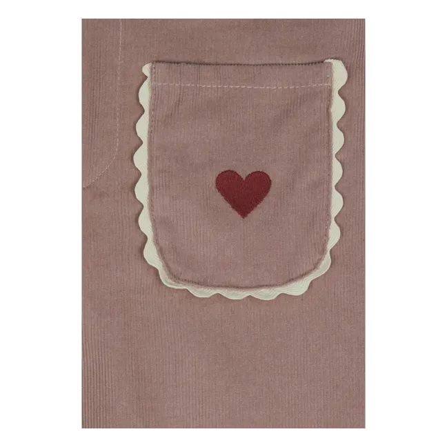 Pantalon Géraldine Cœurs Velours | Rose pâle