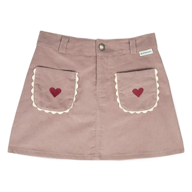 Jupe Géraldine Cœurs Velours | Rose pâle