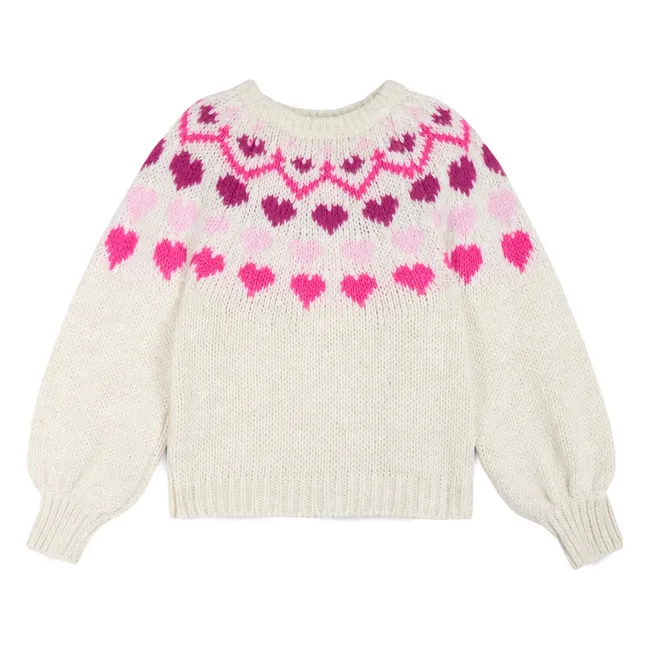 Pull Love Nordic Cœurs | Crème