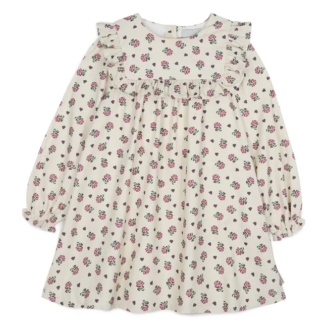 Robe Lisa Velours Fleurie | Ecru