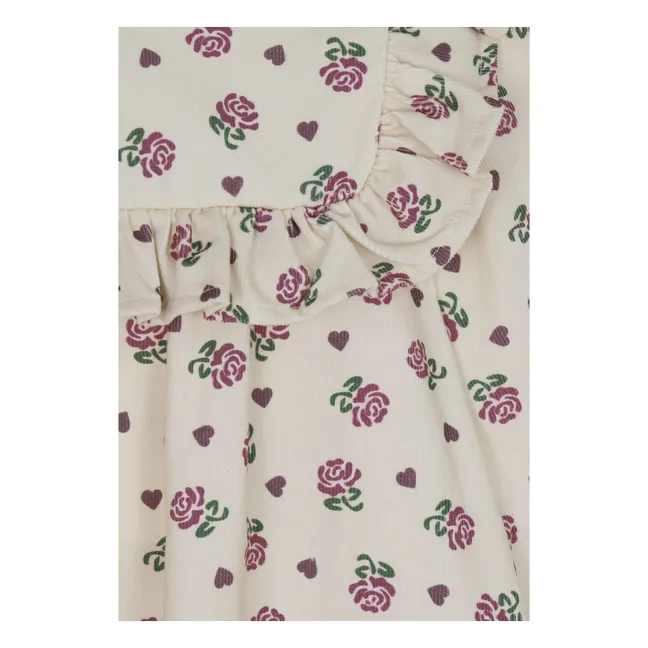 Robe Lisa Velours Fleurie | Ecru