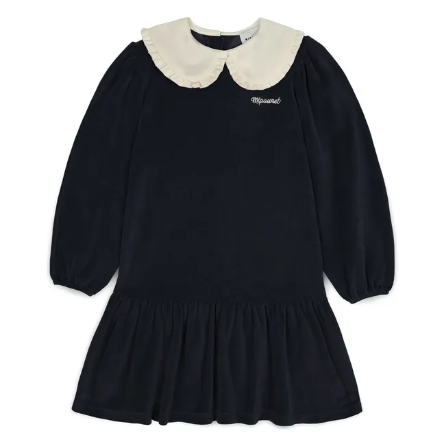 Robe Col Claudine Margot Velours | Bleu nuit