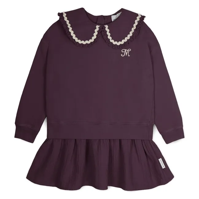 Robe Col Claudine Luna  | Aubergine