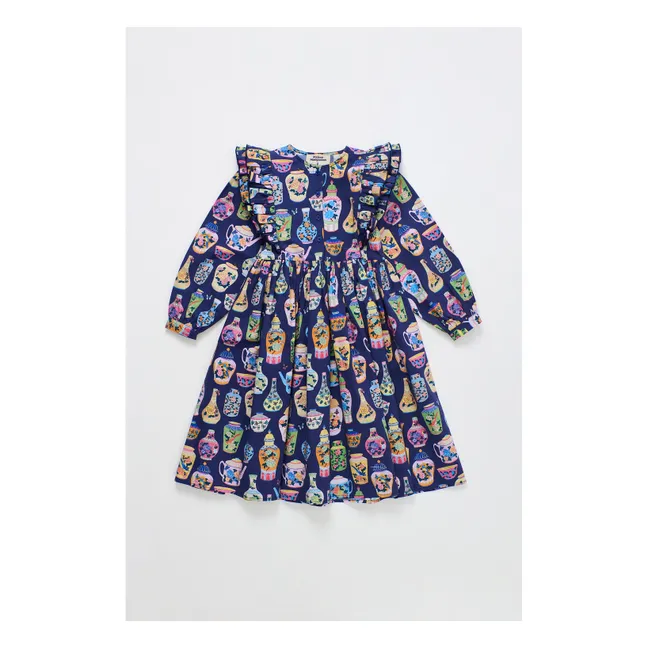 Robe Volants Porcelaine | Bleu foncé