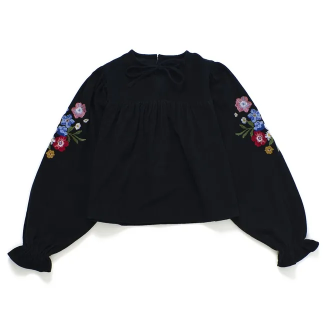 Floral Corduroy Blouse | Black