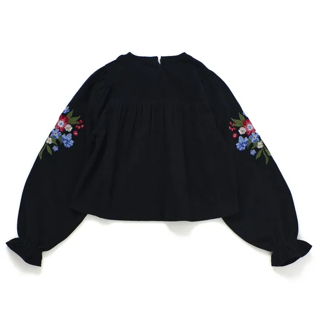 Floral Corduroy Blouse | Black