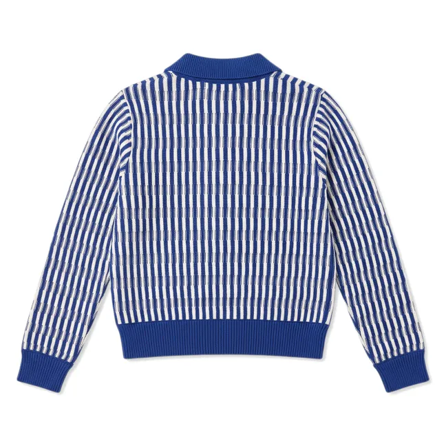 Jersey de cuello polo Zia a rayas | Azul eléctrico