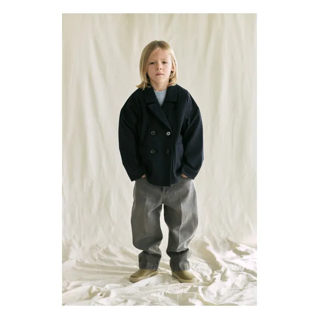 Manteau Boutonné Laine | Bleu nuit