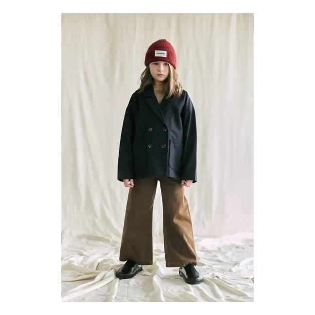 Manteau Boutonné Laine | Bleu nuit