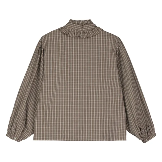 Checkered Bow Blouse | Brown