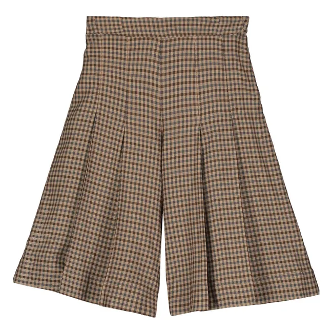High-Waisted Checkered Bermuda Shorts | Brown