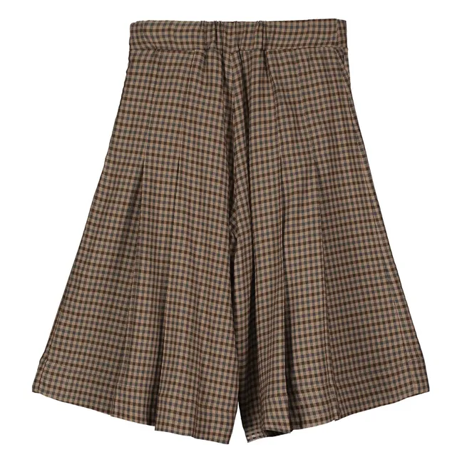 Bermuda Taille Haute Carreaux | Marron