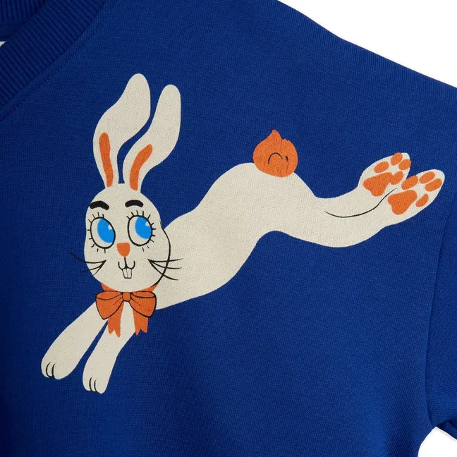Sweat Col V Lapins Coton Bio | Bleu