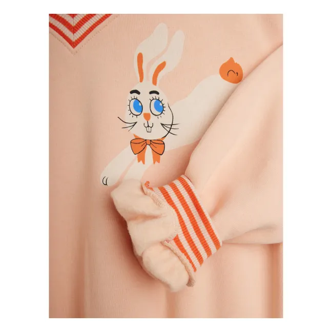 Sweat Col V Lapins Coton Bio | Rose
