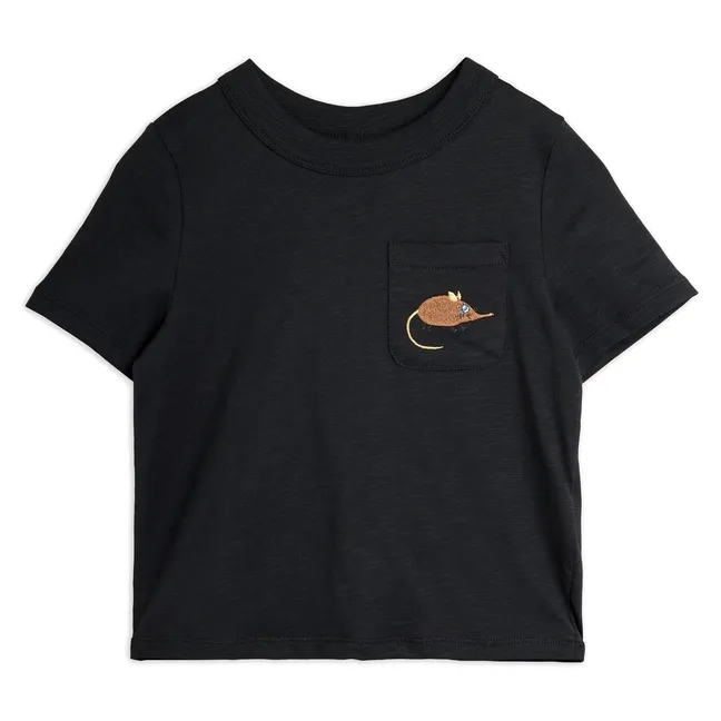 Embroidered Mouse T-shirt Organic cotton | Black