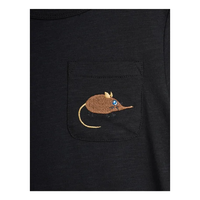 Embroidered Mouse T-shirt Organic cotton | Black