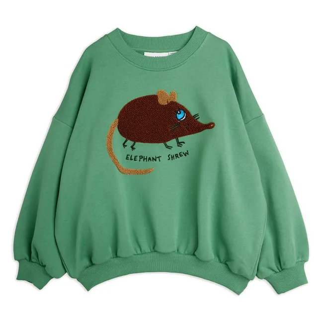 Sweat Brodé Souris Coton Bio | Vert
