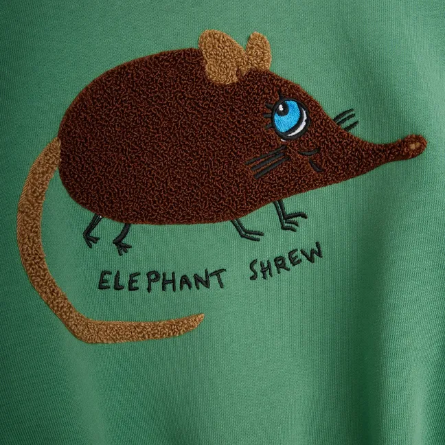 Sweat Brodé Souris Coton Bio | Vert