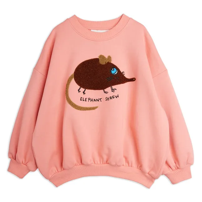 Sweat Brodé Souris Coton Bio | Rose