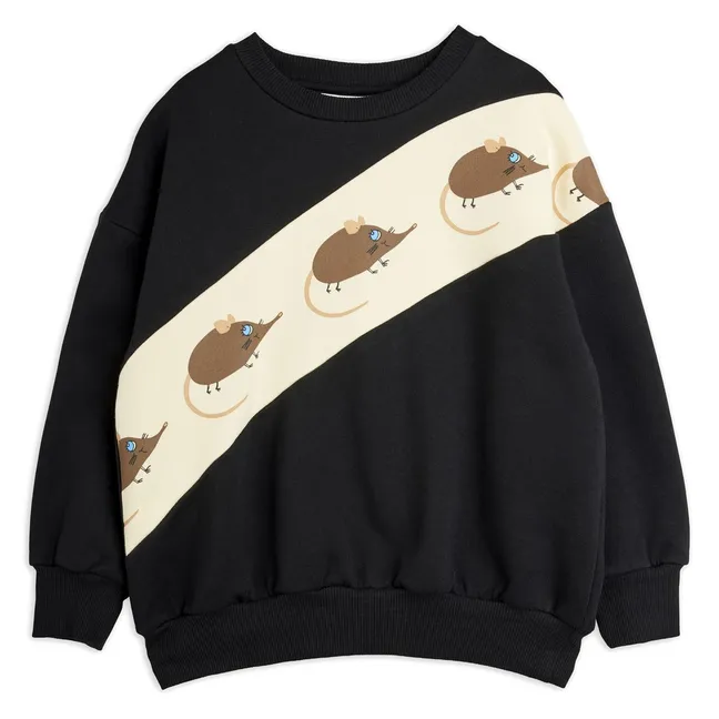 Sweat Souris Rayé Coton Bio | Noir