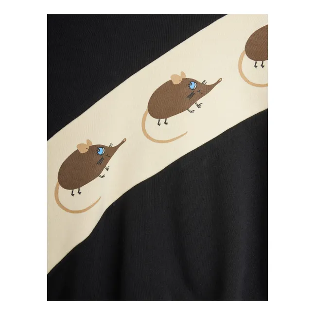 Sweat Souris Rayé Coton Bio | Noir