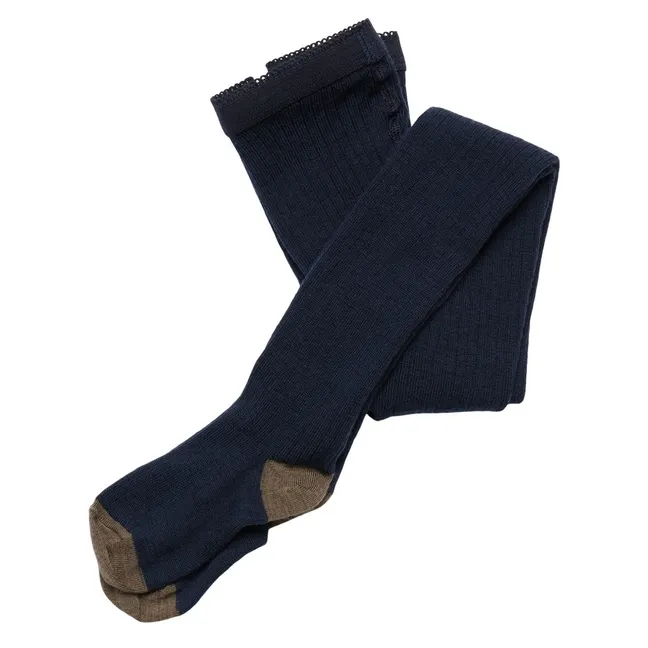 Lot de 2 Paires de Collants Laine | Bleu marine