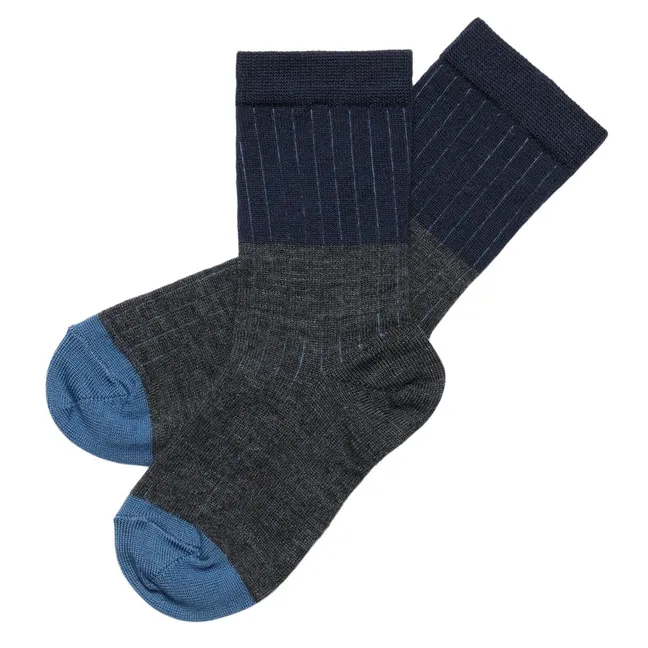 Lot de 2 Paires de Chaussettes Contrastées Laine | Gris anthracite