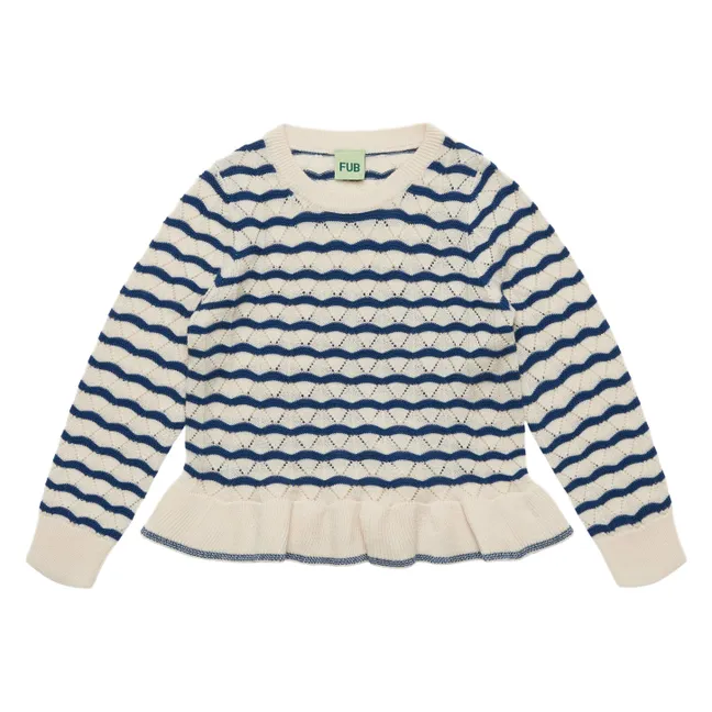 Merino Wool "Waves" Pointelle T-Shirt | Ecru