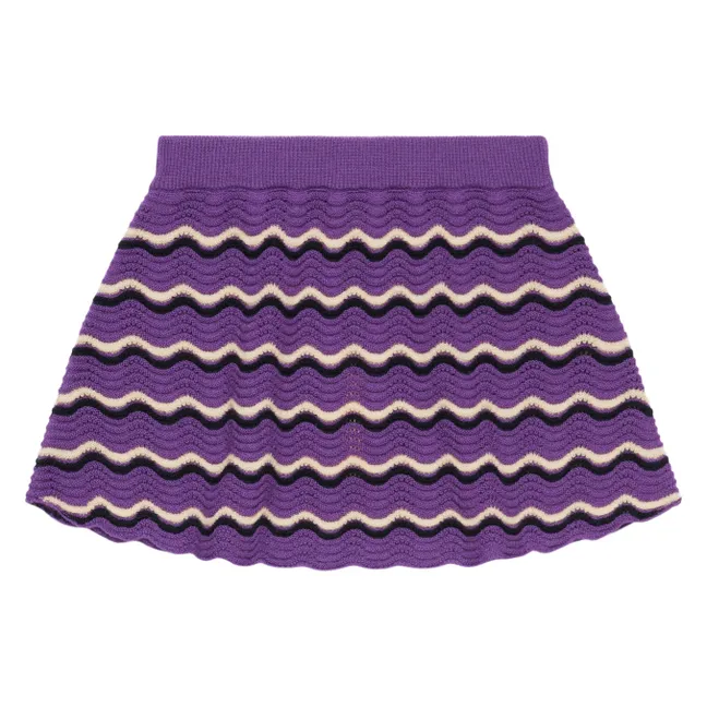 Jupe Pointelle Vagues Laine Mérinos | Violet
