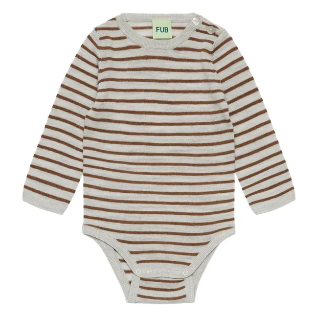 Body Rayé Maille Fine Laine Mérinos | Marron