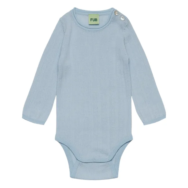Body Côtelé Laine Mérinos | Bleu pâle