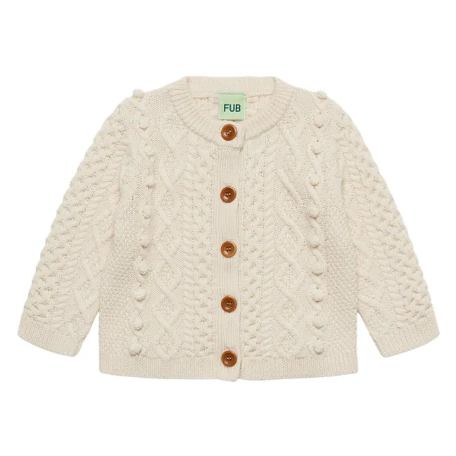 Gilet Aran Laine Mérinos Bébé | Ecru